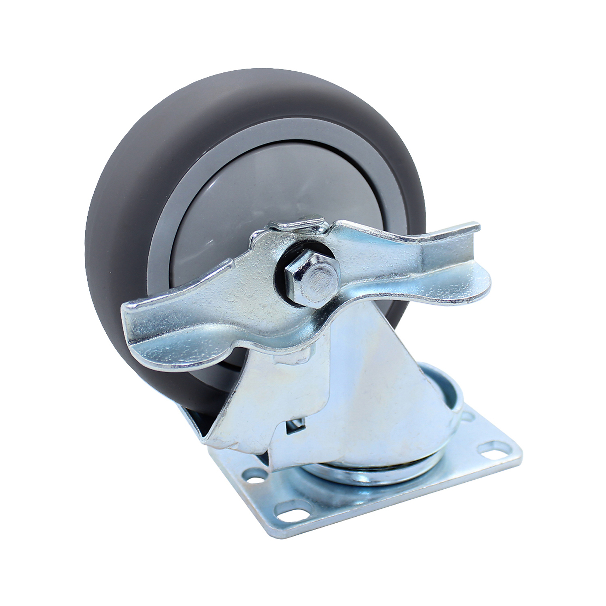 Snap-Loc General Purpose Thermoplastic Swivel-Brake Caster - 4in. Diameter, 300-Lb. Capacity, Model# SLAC4SBT